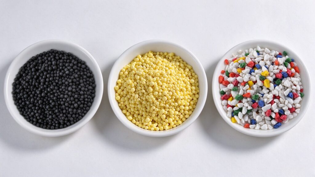 three kinds of fertilizer granular